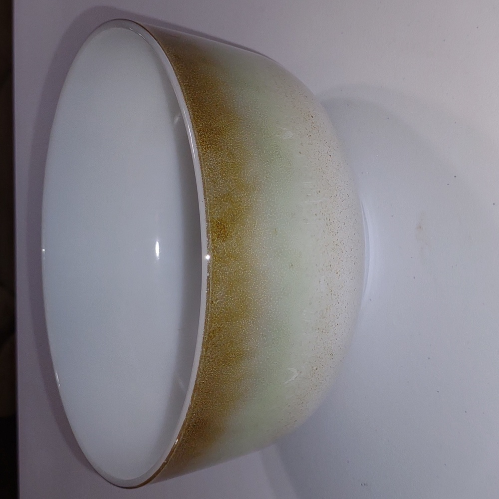 Federal Glass Heat Proof 2.5 Quart Vintage mixing Bowl 3 tone brown green white